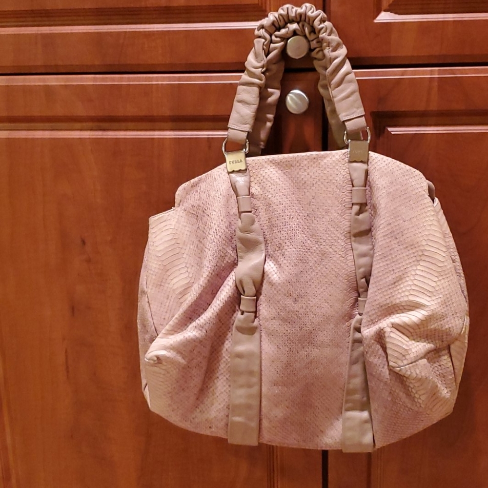 Furla Large Snakeskin Tan Purse